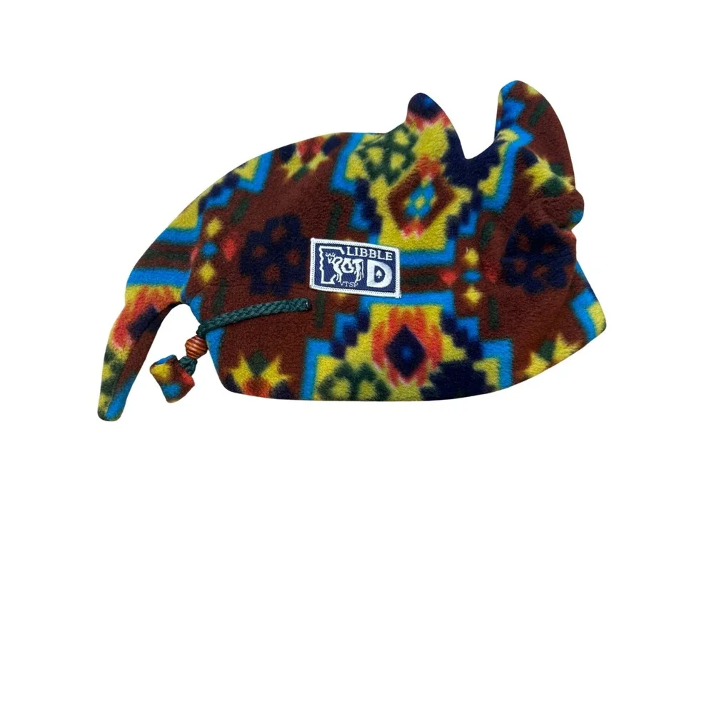 Libble D Fleece Beanie Hat Multi‎ Color Southwestern Geometric Jester Vintage